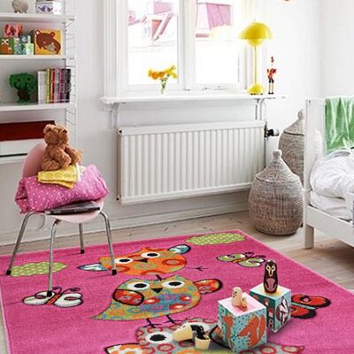 Pink Owl Children's Rug - Alaska - 60x110cm (2'x3'7")