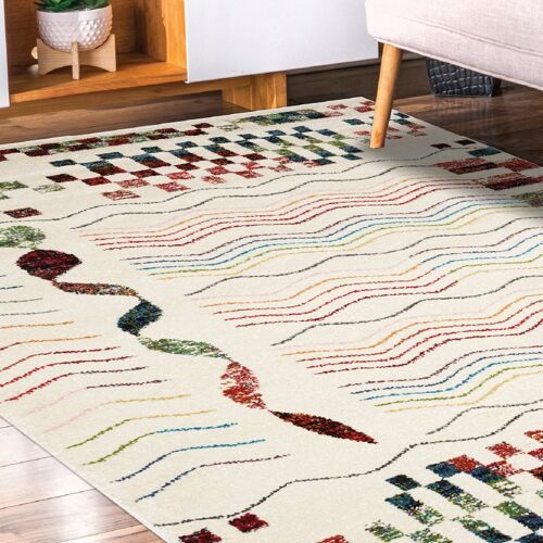 Cream Waves Rug - Rainbow - 120x170cm (4'x5;8")