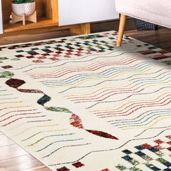 Tapis Ondes Crème - Arc-en-ciel - 160x230cm (5'4"x7'8") 1