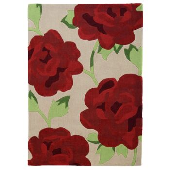 Tapis Crème et Fleurs Rouges - Nevada - 150x230cm (5'x7'8") 2