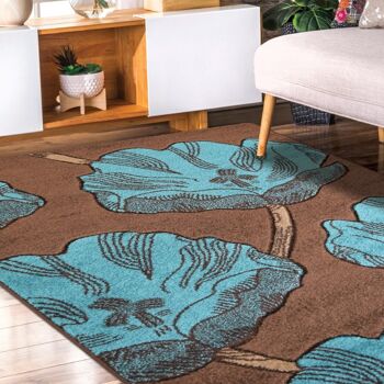 Tapis Fleurs Marron et Bleu - Carolina - 200x290cm (6'8"x9'7") 3