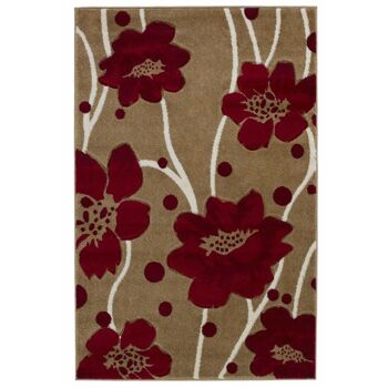 Tapis Floral Beige et Rouge - Carolina - 60x110cm (2'x3'7") 2