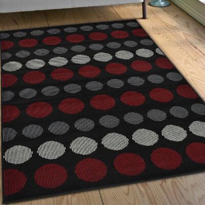 Black and Red Spots Rug - Texas - 80x150cm (2'8"x5')