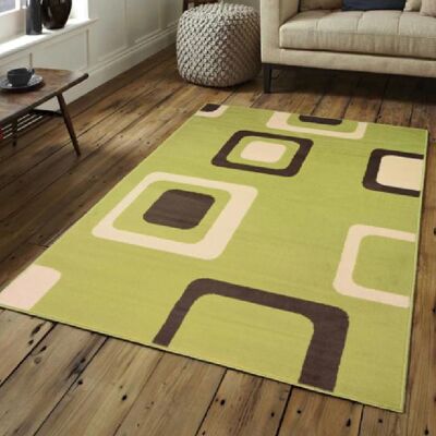 Lime Boxed Pattern Rug - Texas - 80x150cm (2'8"x5')