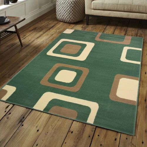 Green Boxed Pattern Rug - Texas - 120x170cm (4'x5'8")