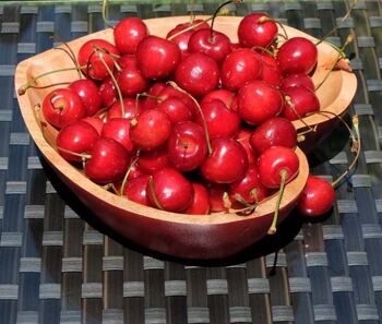 Bol en bois - coupe à fruits - saladier - modèle Coeur rouge rubis - L20xL20xH5cm 3