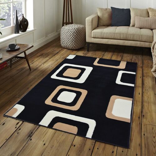 Black Boxed Pattern Rug - Texas - 185x270 (6'6"x8'8")