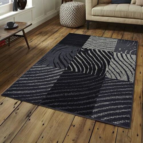 Grey Vintage Checked Rug - Texas - 60x110cm (2'x3'7")