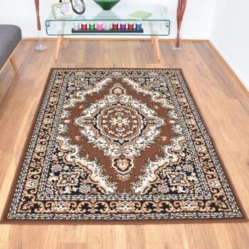 Tapis Traditionnel Médaillon Marron - Texas - 235x320cm (7'7"x10'5") 3