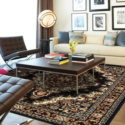 Black Medallion Traditional Rug - Texas - 160x225cm (5'4"x7'3")