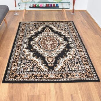 Tapis Traditionnel Médaillon Noir - Texas - 160x225cm (5'4"x7'3") 4