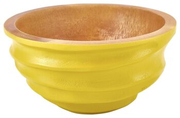 Bol en bois - bol à fruits - saladier - modèle Twist - jaune curry - M (Øxh) 20cm x 10cm 3