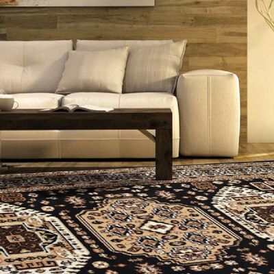 Black Traditional Kandhara Rug - Texas - 235x320cm (7'7"x10'5")