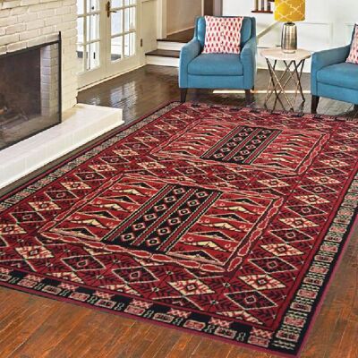 Red Traditional Hazara Rug - Texas - 60x225cm (2'x7'3")