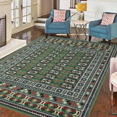 Green Traditional Bokhara Rug - Texas - 80x150cm (2'8"x5')