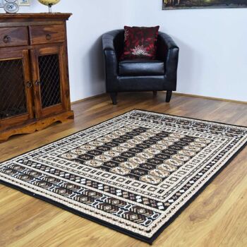 Tapis Boukhara Traditionnel Noir - Texas - 235x320cm (7'7"x10'5") 3