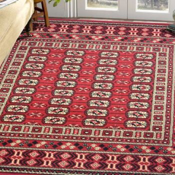 Tapis Boukhara Traditionnel Rouge - Texas - 160x230cm (5'4"x7'3") 1