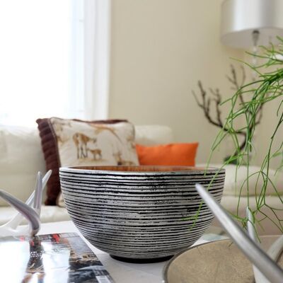 Wooden bowl - fruit bowl - salad bowl - Zen in silver-black - M (Øxh) 19cmx11cm