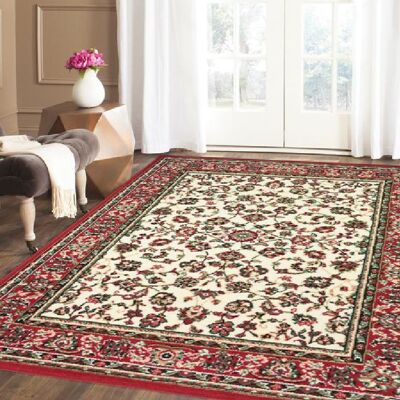 Red and Cream Traditional Floral Rug - Texas - 60x110cm (2'x3'7")