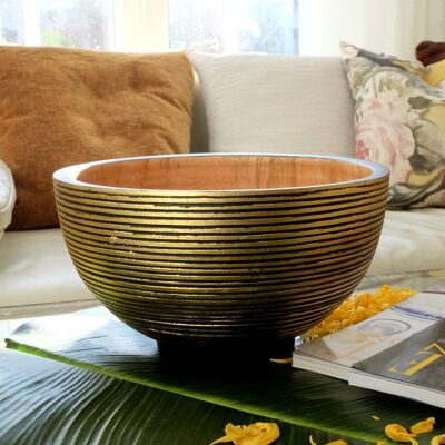 Wooden bowl - fruit bowl - salad bowl - Zen in gold-black - M (Øxh) 19cmx11cm