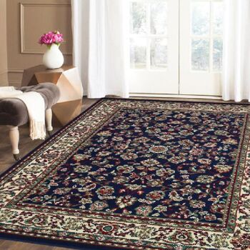 Tapis Floral Traditionnel Bleu - Texas - 60x110cm (2'x3'7") 1