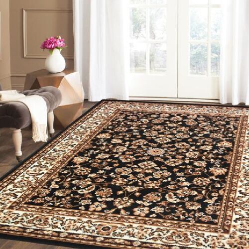 Black Traditional Floral Rug - Texas - 160x225cm (5'4"x7'3")