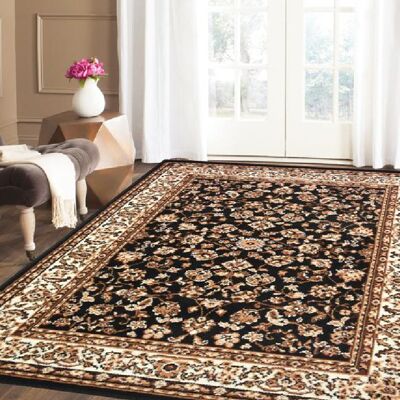 Black Traditional Floral Rug - Texas - 185x270 (6'6"x8'8")