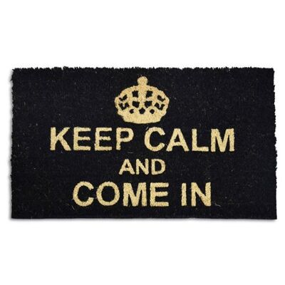 Black Keep Calm Goa Coir Mat