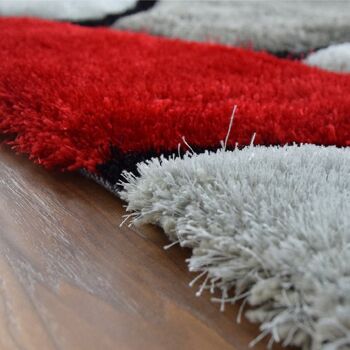 Tapis Shaggy Pebbles 3D Rouge et Gris - Hawaï - 60x110cm (2'x3'7) 6