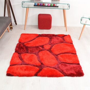 Tapis Shaggy 3D Pebbles Rouge - Hawaï - 120x170cm (4'x5'8) 3