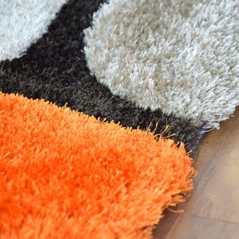 Tapis Shaggy 3D Pebbles Orange et Marron - Hawaï - 60x110cm (2'x3'7) 4