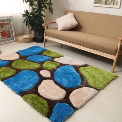 Blue and Green 3D Pebbles Shaggy Rug - Hawaii - 80x150cm (2'8"x5')