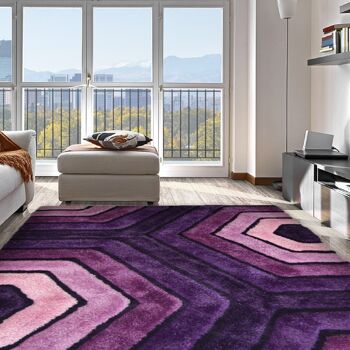 Tapis Shaggy Violet 3D Tides - Hawaï - 80x150cm (2'8"x5') 1