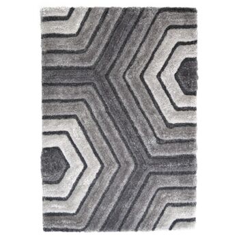 Tapis Shaggy Gris 3D Tides - Hawaï - 200x290cm (6'8"x9'7") 2