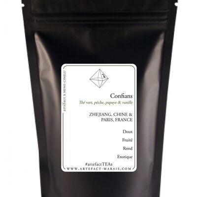 Confians, Green Tea Peach, Papaya, Vanilla, Packet of 100g in bulk