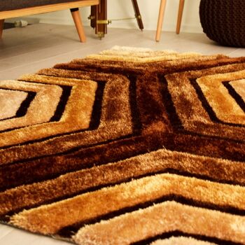 Tapis Shaggy Marron 3D Tides - Hawaï - 150x230cm (4'9"x7'8") 4