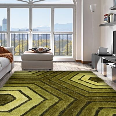 Green 3D Tides Shaggy Rug - Hawaii - 120x160cm (4'x5'2")