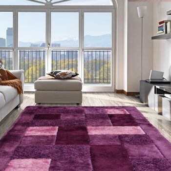 Tapis Shaggy Violet à Carreaux 3D - Hawaï - 150x230cm (4'9"x7'8") 1