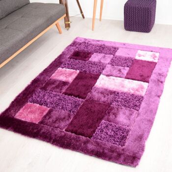 Tapis Shaggy Violet à Carreaux 3D - Hawaï - 150x230cm (4'9"x7'8") 3