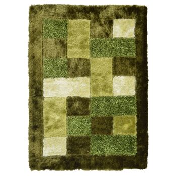 Tapis Shaggy Vert à Carreaux 3D - Hawaï - 200x290cm (6'8"x9'7") 2