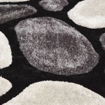 Tapis Shaggy 3D Pebbles Noir et Gris - Hawaï - 60x110cm (2'x3'7) 5