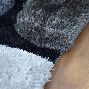 Tapis Shaggy 3D Pebbles Noir et Gris - Hawaï - 150x230cm (4'9"x7'8") 6