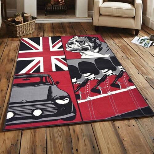 British Bulldog Collage Flag Print Rug - Texas - 160x225cm (5'4"x7'3")
