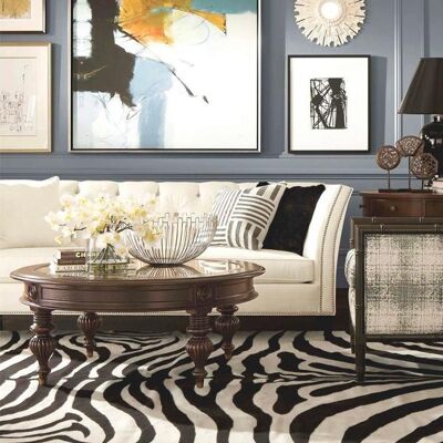 Black and White Zebra Print Rug - Texas Animal Kingdom - 60x110cm (2'x3'7")