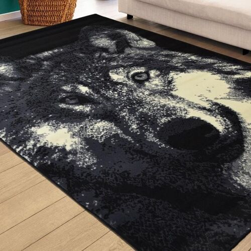 Grey Wolf Face Rug - Texas Animal Kingdom - 160x225cm (5'4"x7'3")