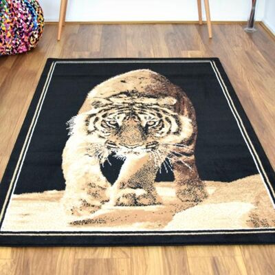 Black Walking Tiger Rug - Texas Animal Kingdom - 120x170cm (4'x5'8")