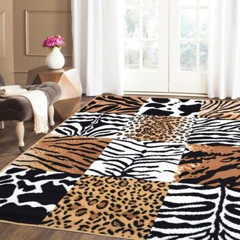 Tapis Safari Mix Marron et Noir - Texas Animal Kingdom - 80x150cm (2'8"x5') 1