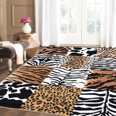 Brown and Black Safari Mix Rug - Texas Animal Kingdom - 120x170cm (4'x5'8")