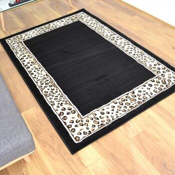 Tapis Bordure Imprimé Léopard Noir - Texas Animal Kingdom - 80x150cm (2'8"x5') 4