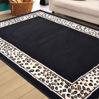 Tapis Bordure Imprimé Léopard Noir - Texas Animal Kingdom - 80x150cm (2'8"x5') 6